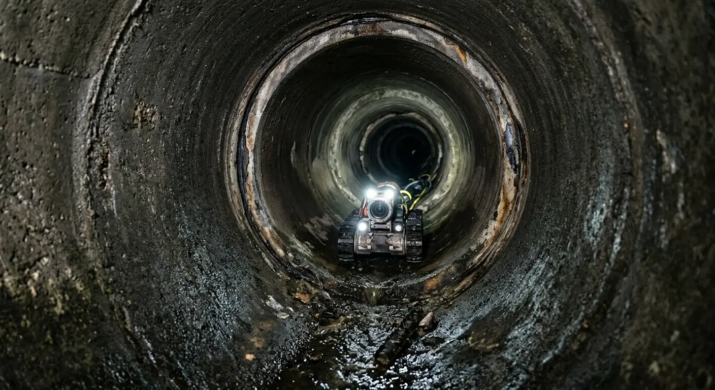 Robotic sewer camera inspecting pipe interior for Sewer Line Repair in Wahpeton